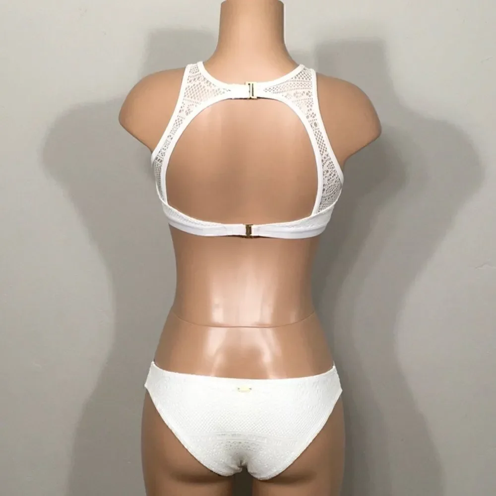 ROXY ivory crochet bikini set. New